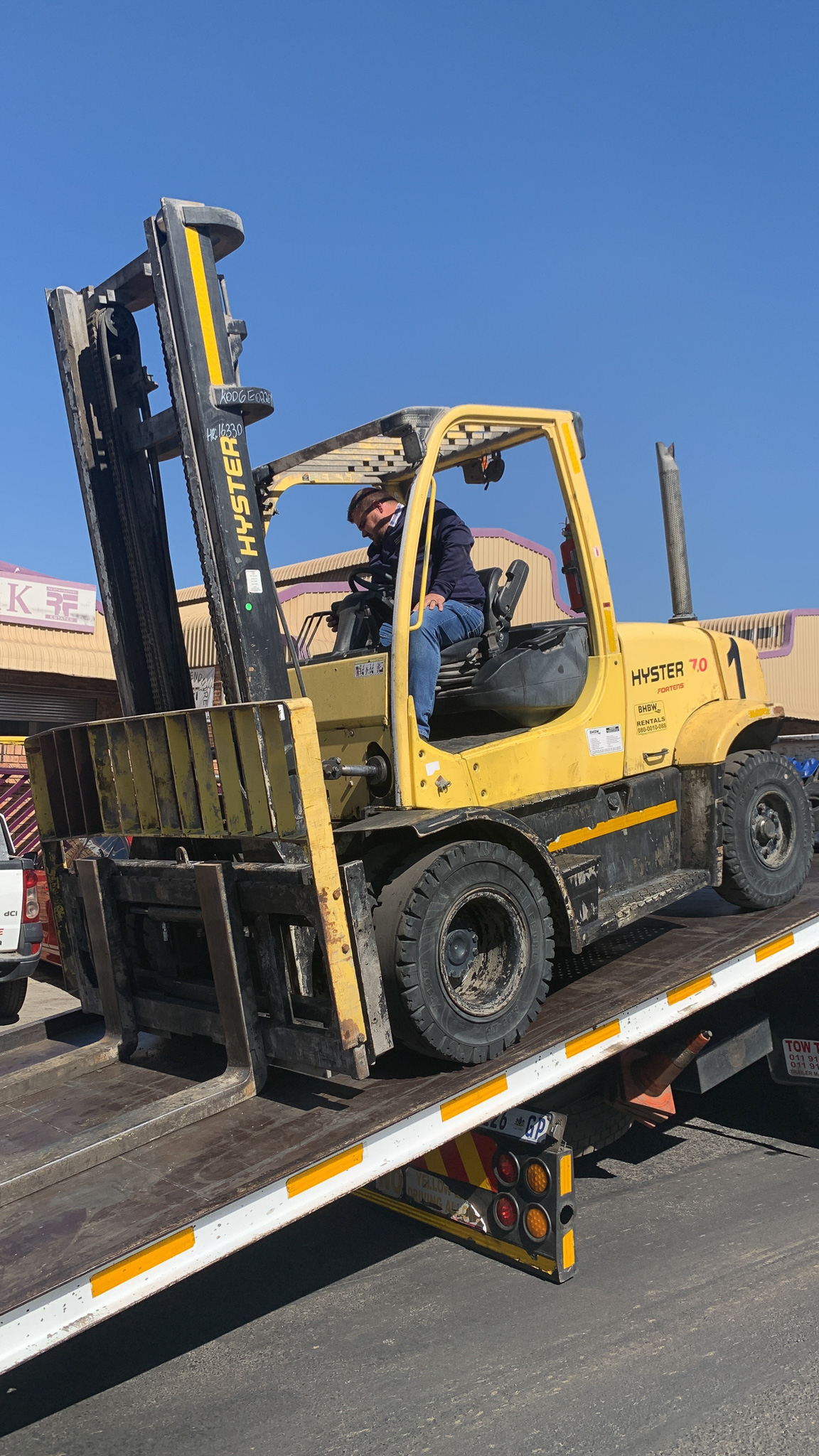 forklift on lift