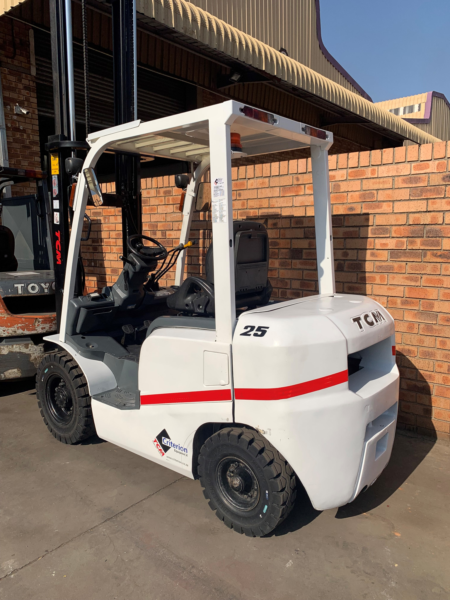 single white forklift