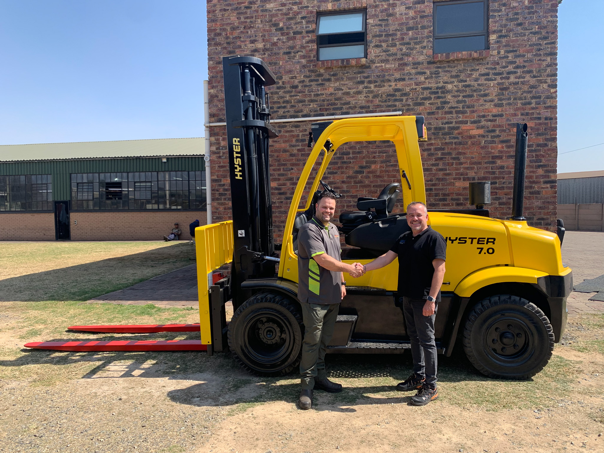 yellow forklift with bruno